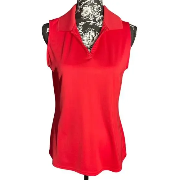 Antigua Women’s Vibrant Pink Sleeveless Polo Size Medium - Picture 1 of 5